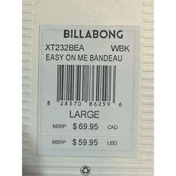 Billabong NWT size L - Easy on Me bandeau bikini swim top - Picture 9 of 11